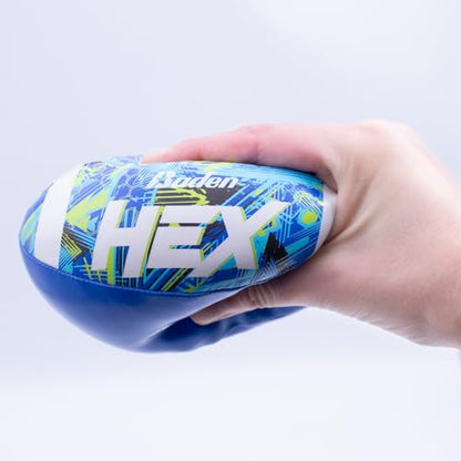 Baden | Hex | Soft Touch Mini 3-Pack | 4 inch Football, Soccer Ball, Football | Safe for Indoor Play | Blue/Lime