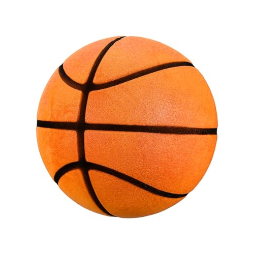 Silent Basketball, Quiet Basketball High Density Foam No Noise Sculpted Groove Bouncing Ball with Net Bag - color: Orange, size: 7.1 Inch