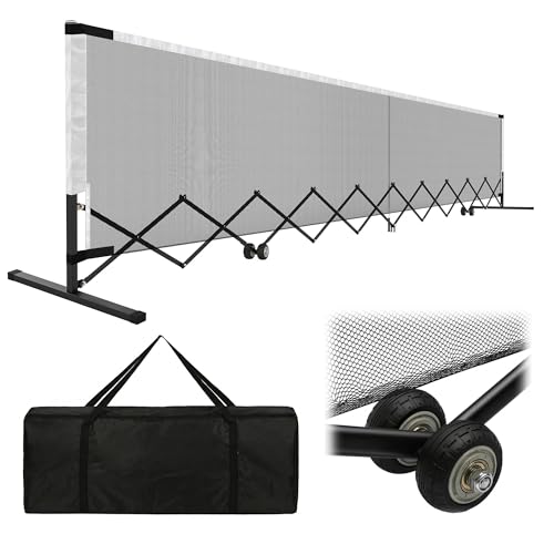 Retractable Pickleball Net with Wheels, Portable Pickleball Net Indoor/Outdoor with Heavy-Duty Metal Frame, Free Assembly, 22FT Pickle Ball Nets with Carry Bag for Driveway Backyards Garages