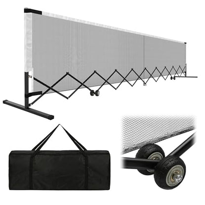 Retractable Pickleball Net with Wheels, Portable Pickleball Net Indoor/Outdoor with Heavy-Duty Metal Frame, Free Assembly, 22FT Pickle Ball Nets with Carry Bag for Driveway Backyards Garages