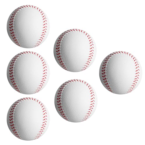 Soft Foam Baseballs - 6 Pcs Training Balls for Kids & Teenagers, Indoor/Outdoor Play (White) - color: White