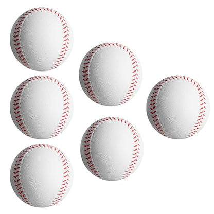 Soft Foam Baseballs - 6 Pcs Training Balls for Kids & Teenagers, Indoor/Outdoor Play (White) - color: White