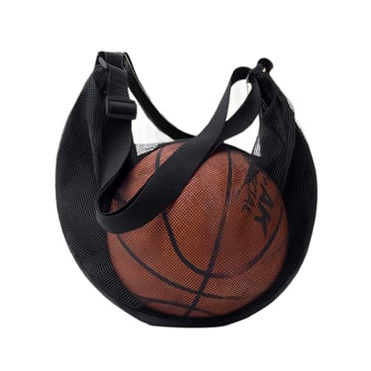 Basketball Soccer Volleyball Bag – Large Capacity Sports Ball with Single Shoulder Strap, Portable Training Storage Sack - color: Black