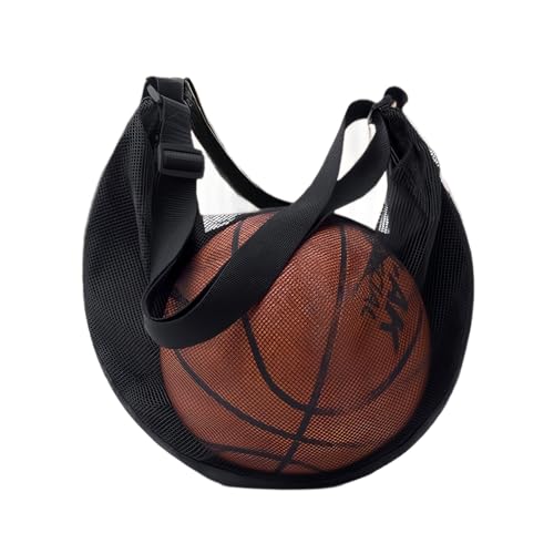 Basketball Soccer Volleyball Bag – Large Capacity Sports Ball with Single Shoulder Strap, Portable Training Storage Sack - color: Black