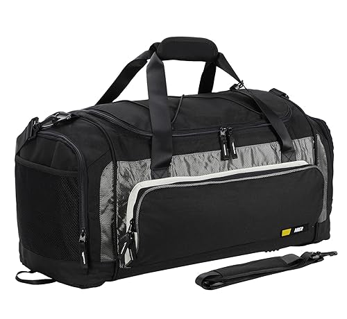 MIER Large Gym Bag for Men Sports Duffle Bag with Shoe Compartment 60L Lightweight Duffel Bags for Workout Fitness Travel - color: Black