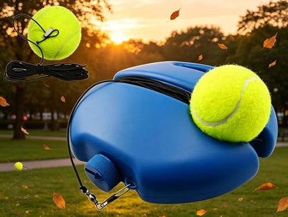 Solo Tennis Trainer Rebound Ball with String, Self Practice Tennis Training Kit, Water Fillable Weighted Base, Tangle-Free Portable Tennis Rebounder for Adults Beginners - color: Blue+3 balls
