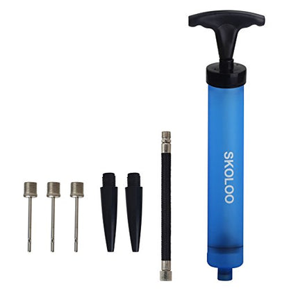 SKOLOO 10" Portable Hand Air Ball Pump Inflator Kit with Needle, Nozzle, Extension Hose for Soccer Basketball Football Volleyball Water Polo Rugby Exercise Sports Ball Balloon Swim Inflatables