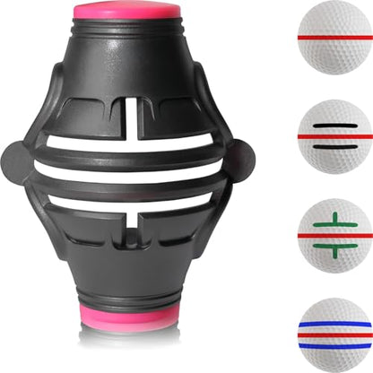 1 Pack 360° Triple Line Golf Ball Marker，Golf Ball Line Marker Tool，Golf Ball Marker Stencil，Alignment Ball Marker，Golf Accessories - color: 1 Pack 360° Triple Line Golf Ball Marker（Black&Pink）