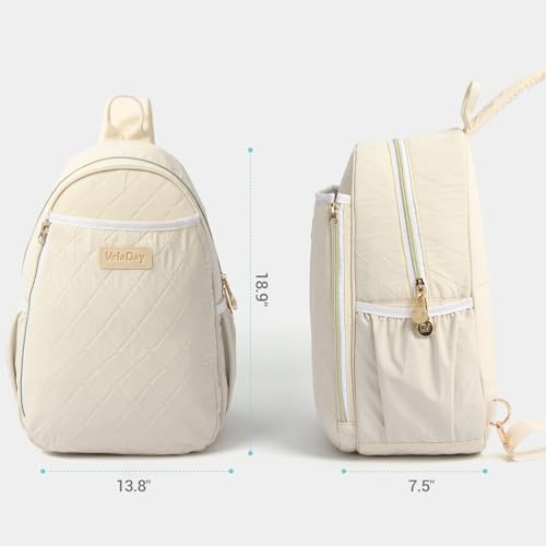 Pickleball Bag for Women, Quilted Stylish Sling Bag, Adjustable Shoulder Strap, 2 Storage Compartment Holds Paddles, Balls,Shoes - color: Beige