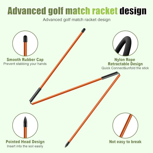 Golf Alignment Sticks 2 Pack, 48″Collapsible Practice Rods for Aiming/Putting, Golf Training Aid for Swing Trainer with Clear Tube Case, Foldable Training Rods with 10 Golf Tees - color: Orange