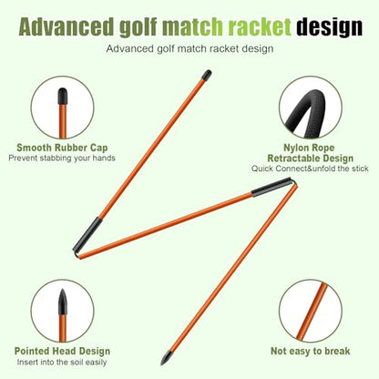 Golf Alignment Sticks 2 Pack, 48″Collapsible Practice Rods for Aiming/Putting, Golf Training Aid for Swing Trainer with Clear Tube Case, Foldable Training Rods with 10 Golf Tees - color: Orange