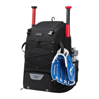 Baseball Bag - Baseball Backpack with Fence Hook, Youth Bat Holder | Softball Bag with Compartments for Batting Helmet, Tee Ball Glove, Boys and Adult Baseball Field Gear