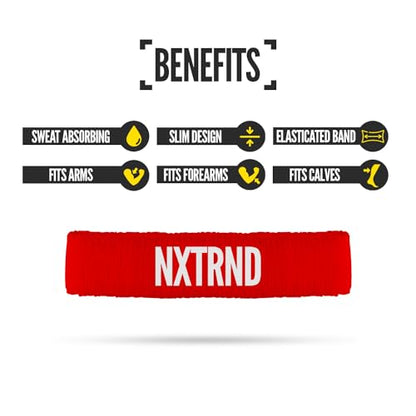 1 Pair Nxtrnd Bicep Bands, Sweat-Absorbent Arm Sweatbands, Football Accessory - color: Red