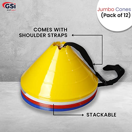 GSi Hurdle Training Cones | Multi Pack Sets | Dual Purpose Agility Cones with Holes | Ideal for Soccer, Kids, Dog, and Sports Training - style: Jumbo - 12 Pack