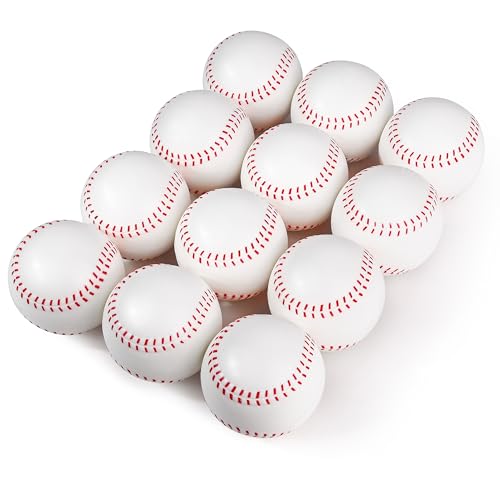 Pitching Machine Foam Baseballs – 12 Pack Baseballs with Real Game Feel – High Density Foam Balls for Batting Practice – No Sting Hitting Practice Equipment – Sports Equipment – 12 Balls