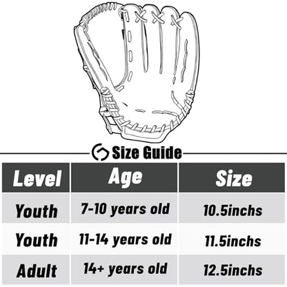 Baseball Glove,Baseball Softball Mitt with Ball for Kids Youth Adults Training and Beginner,Right Hand Throw,Left Hand Glove - color: Black Blue, size: 10.5"