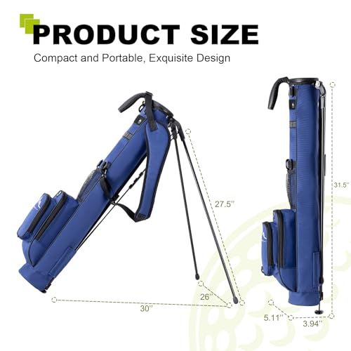 uniHimal Golf Lightweight Stand Carry Bag– Easy to Carry and Durable Pitch n Putt Golf Bag for The Driving Range, Par 3 and Executive Courses–31.5 inches Tall - color: Blue