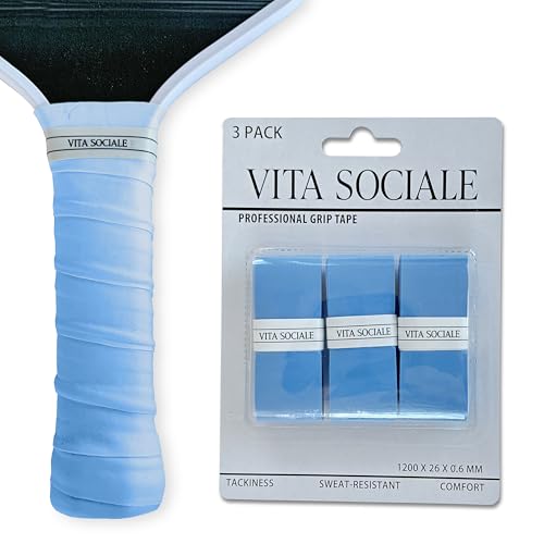 Pickleball Overgrip Tape (3 Pack) – Ultra-Soft Cushioned Grip, Sweat-Resistant, Non-Slip for Pickleball Paddles & Tennis Rackets - color: Blue - Tacky