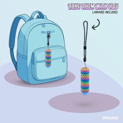 Distractibles Spike Roller Clicker, Tactile Pain Stim Fidget with Clicker Switch, Pain Stimulation Roller with Lanyard (Rainbow) - color: Rainbow