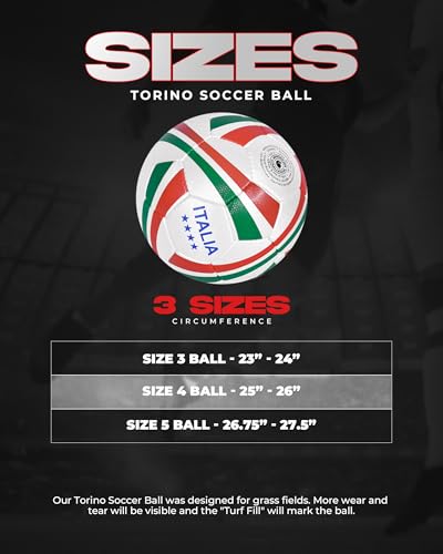 Torino Professional Training Soccer Ball – Hand Sewn Match & Practice Soccer Ball for Grass, Turf & Indoor Surfaces – Sizes 2, 3, 4 & 5
