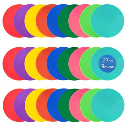 Spot Markers 9 Inch 10 Inch Non Slip Rubber Floor Markers Flat Field Cones Poly Dots for Soccer Basketball Sports Speed Agility Training and Drills - style: 9inch 27pcs