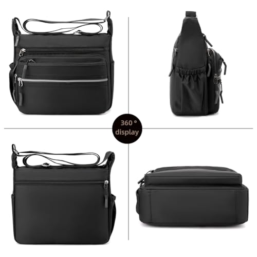Mudono Messenger Bag for Men Nylon Waterproof Shoulder Bag Multi-pocket Crossbody Bag Daily Travel Bag Lightweight Satchel - color: Light Blue