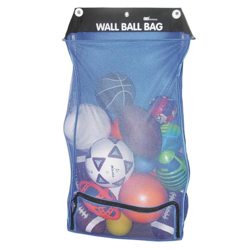 S&S Worldwide Cart and Wall Ball Bag. Large (36"L x 19-1/2" x 9") Mesh Bag with 2 Metal Grommets to Hang. Easy Access Through Open Top or Zippered Bottom. Perfect for Garage, PE Closet or Anywhere!
