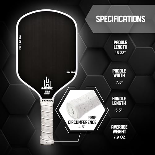 RAV PRO Pickleball Paddle - Ultimate HIGH END 16mm Japanese Toray T700 Raw Carbon Fiber CFS w/Excellent GRIT Roughness Texture, Aero Dynamic Curve, USAPA Approved, Non Slip Grip