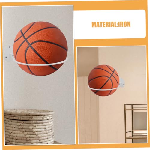 4Pcs White Wall Mount Ball Holder Rack for Football Rugby Soccer Basketball Volleyball Storage Organizer Space-Saving Sturdy Garage Home Use