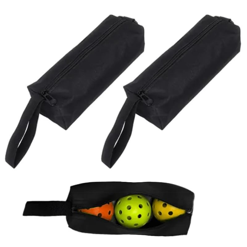 2 Pack Pickleball Ball Holder - Portable Pickle Ball Storage Carrying Bag - Paddle Bag Sport Gear Travel Accessory Pouch Holds 5 Pcs Regular Pickleball Ball