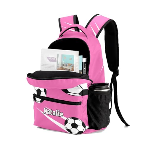 Sport Soccer Player Number Team Name Pink Personalized School Backpack for Teen Kid-Boy/Girl Primary Daypack Travel Bookbag - color: Option 34