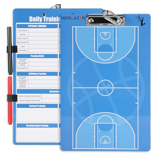 Basketball Coaches Clipboard, Blue Double-Sided Dry Erase Coach Clipboard, Basketball for Training, White Board with Marker for Coaches Gift - style: C-Training