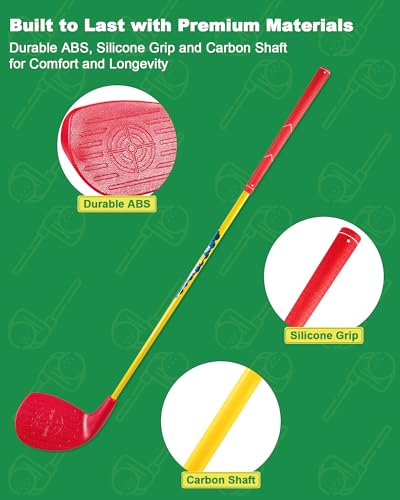 HOTWIND Backyard Golf Game Clubs with 5”x 3.5” Oversize Heads and 36” Lightweight Carbon Shaft for Adults Play Outdoor Golf Yard Game in Grass Parks and Yards Hit Plastic and Foam Balls - size: 4 Pack