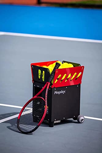 Portable Tennis Ball Machine (26lbs) - Dual Motor for TopSpin and Backspin, 80+ Balls, Max 68MPH, 4+ Hours Play with External Lithium Battery - style: N1 Ball Machine Only (Black-Red)