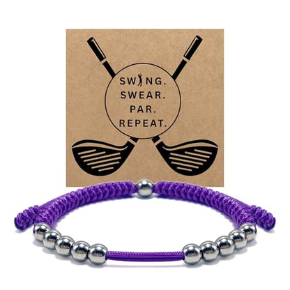 Premium Golf Stainless Steel 10 Bead Score Counter Bracelet, Golf Stroke Count Bracelet, Resizable Easy Adjust Golf Round Scoring Tracker, Durable Stylish Golf Accessory - style: Light Purple