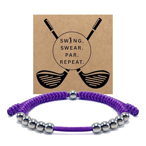 Premium Golf Stainless Steel 10 Bead Score Counter Bracelet, Golf Stroke Count Bracelet, Resizable Easy Adjust Golf Round Scoring Tracker, Durable Stylish Golf Accessory - style: Light Purple
