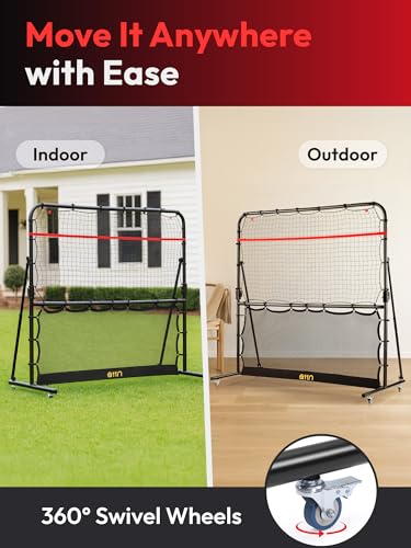 A11N SPORTS Pickleball Rebounder with Adjustable Angles & 360° Wheels – Practice Rebounder for Forehand, Backhand, Dinks, Volleys – Ideal for Indoor Garage or Outdoor Driveway