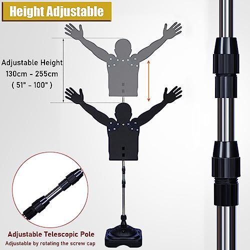 2 Pack Basketball Defender Mannequin Trainer, Adjustable Hands Up Defence Dummy for Shooting Dribbling Handling Drills, Kids Adults Sports Practice Equipment ( Color : Height 130-255cm(51-100in) )