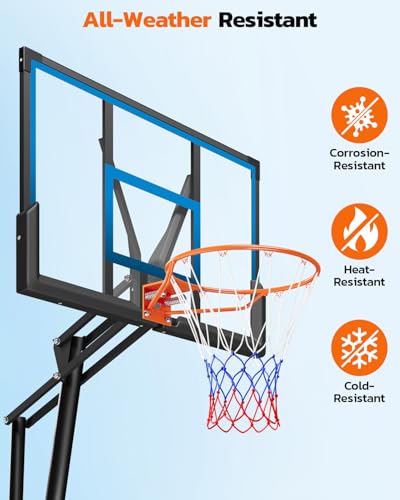 Yohood 18" Basketball Rim, Heavy Duty Solid Steel Rim for Wall Mount & Hoop Replacement, Double Spring Basketball Rim with All Weather Net, More Compatible Multi-Hole Design