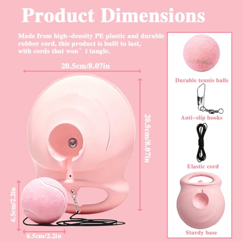 Tennis Trainer Rebound Ball with String, Portable Pink Solo Practice Training Tool,Tennis Rebounder Kit for Adults Women Beginners, Self Tennis Trainer for Indoor or Outdoor Tennis Training