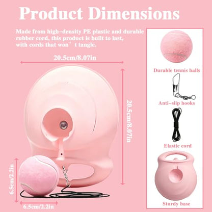 Tennis Trainer Rebound Ball with String, Portable Pink Solo Practice Training Tool,Tennis Rebounder Kit for Adults Women Beginners, Self Tennis Trainer for Indoor or Outdoor Tennis Training