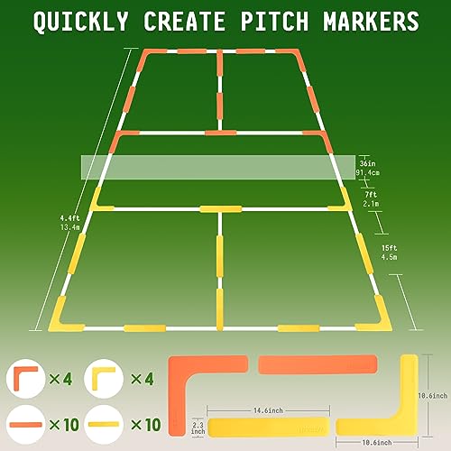 Hikeen Court Lines Marker Kit Anti-Slip and Wind-Resistant Throw Down Markers 28pcs or 84pcs, Pickleball Net Court for Outdoor Indoor Court