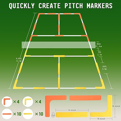 Hikeen Court Lines Marker Kit Anti-Slip and Wind-Resistant Throw Down Markers 28pcs or 84pcs, Pickleball Net Court for Outdoor Indoor Court