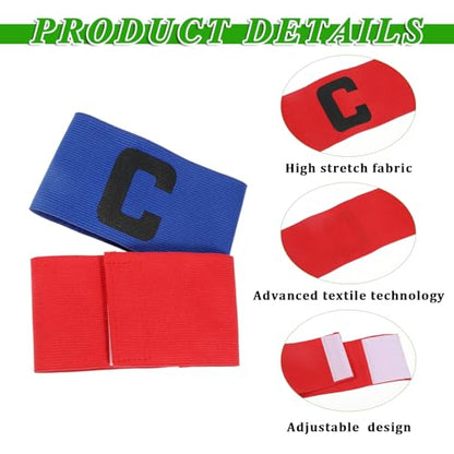 4 PCS Captain Armbands for Soccer Training, Unisex Elastic Soccer Captain Armband Elastic-Arm Band Team Sport Armbands Elastic Protective Arm Badge for Basketball Volleyball Team, Multicolor