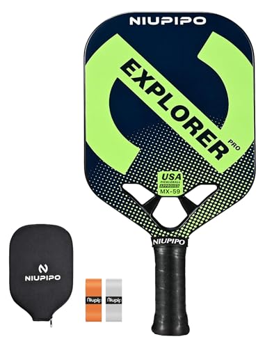 niupipo Pickleball Paddles Set of 2/4/1, USAPA Approved Carbon Fiber & Fiberglass Hybrid, Easy Power, Polypropylene Honeycomb Core, Cushioned 4.72" Grip, Bag/Cover, Pickleball Paddle Set for Men Women - color: Green