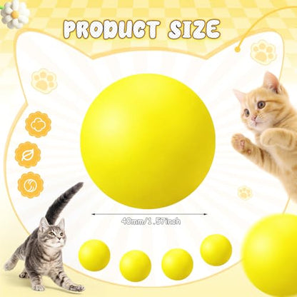 Hoteam 12 Pcs Cat Table Tennis Balls, 1.57 Inch Cat Ball Toys for Indoor Cats, High Bounce Table Tennis Balls, Interactive Bouncy Ball Toy for Kitten Cats Pets Playing Exercising Trainning(Yellow) - color: Yellow