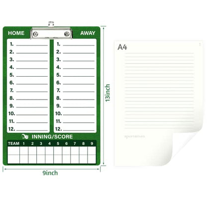 WISYOK Double-Sided Dry Erase Clipboard for Coaches, Baseball, Softball Lineup Board with Marker - style: Baseball
