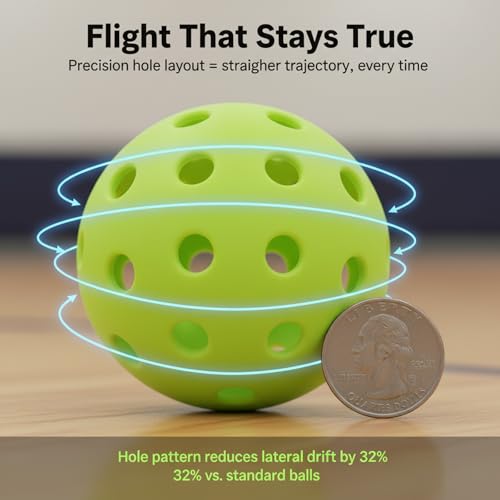 Outdoor Pickleball Balls 40 Holes 74mm, One-Piece Molded Professional Pickleballs