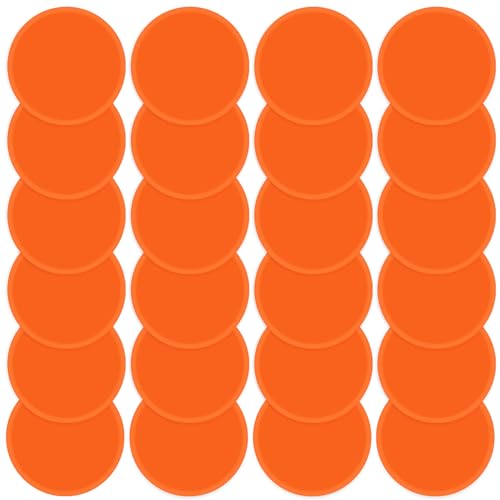 Poly Spots 4" or 9" Flat Cones Spot Markers for Gym/PE Training, Dance, 12/18/24 Pcs Non-Slip Rubber Floor Dots Flat Disc Markers for Soccer Basketball Sports Agility Drills, Classroom Activities - style: Orange 24 Pcs 4inch