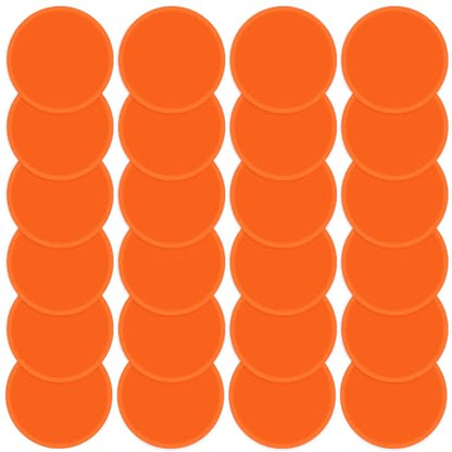 Poly Spots 4" or 9" Flat Cones Spot Markers for Gym/PE Training, Dance, 12/18/24 Pcs Non-Slip Rubber Floor Dots Flat Disc Markers for Soccer Basketball Sports Agility Drills, Classroom Activities - style: Orange 24 Pcs 4inch